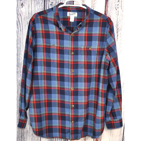 Duluth Trading Free Swingin Plaid 100% Cotton Flannel Shirt Mens 2XL Slim Fit - Picture 1 of 7